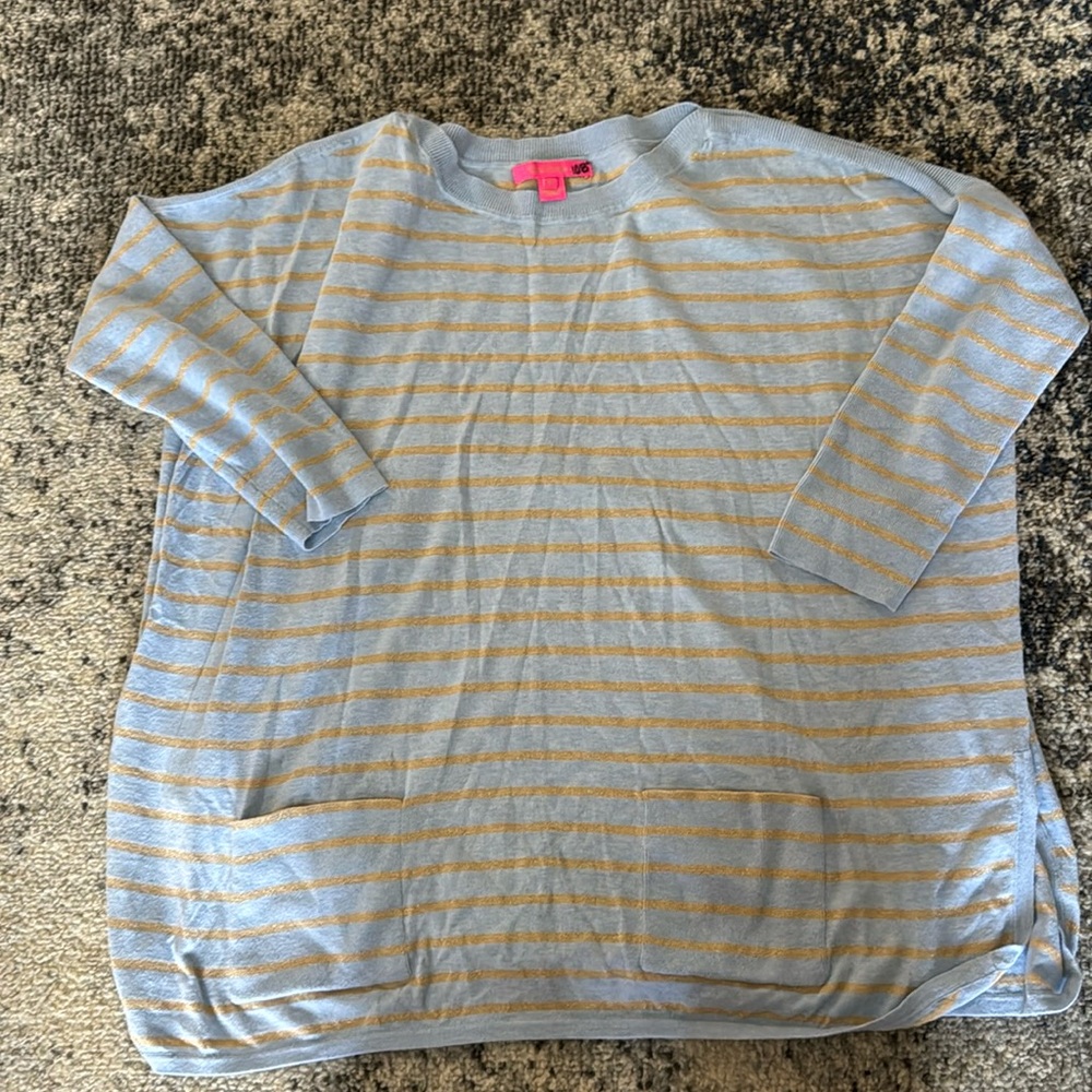 Lilly Pulitzer Blue & Gold Striped Sweater